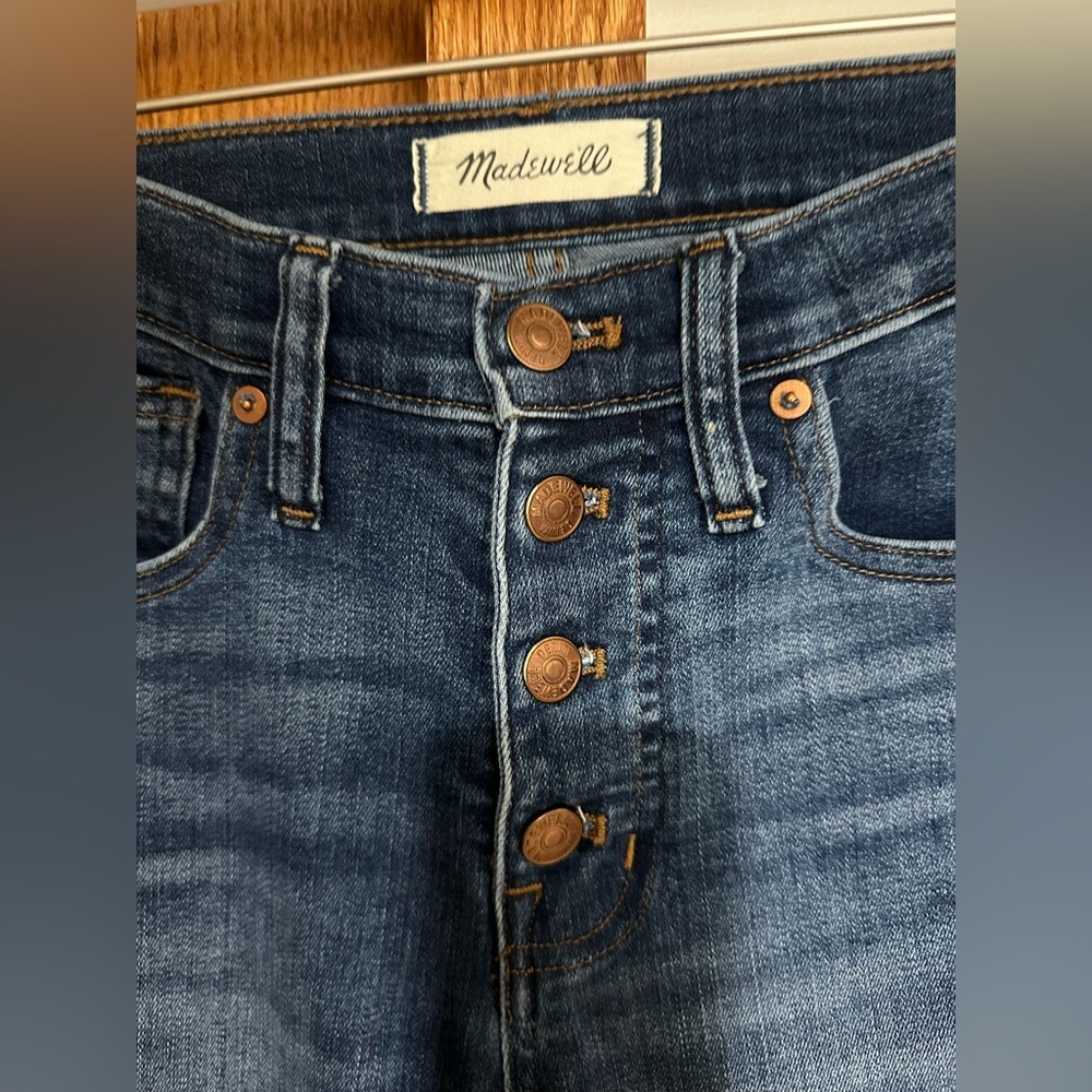 Madewell High Rise Dark Blue Jeans with raw hem - Picture 4 of 8